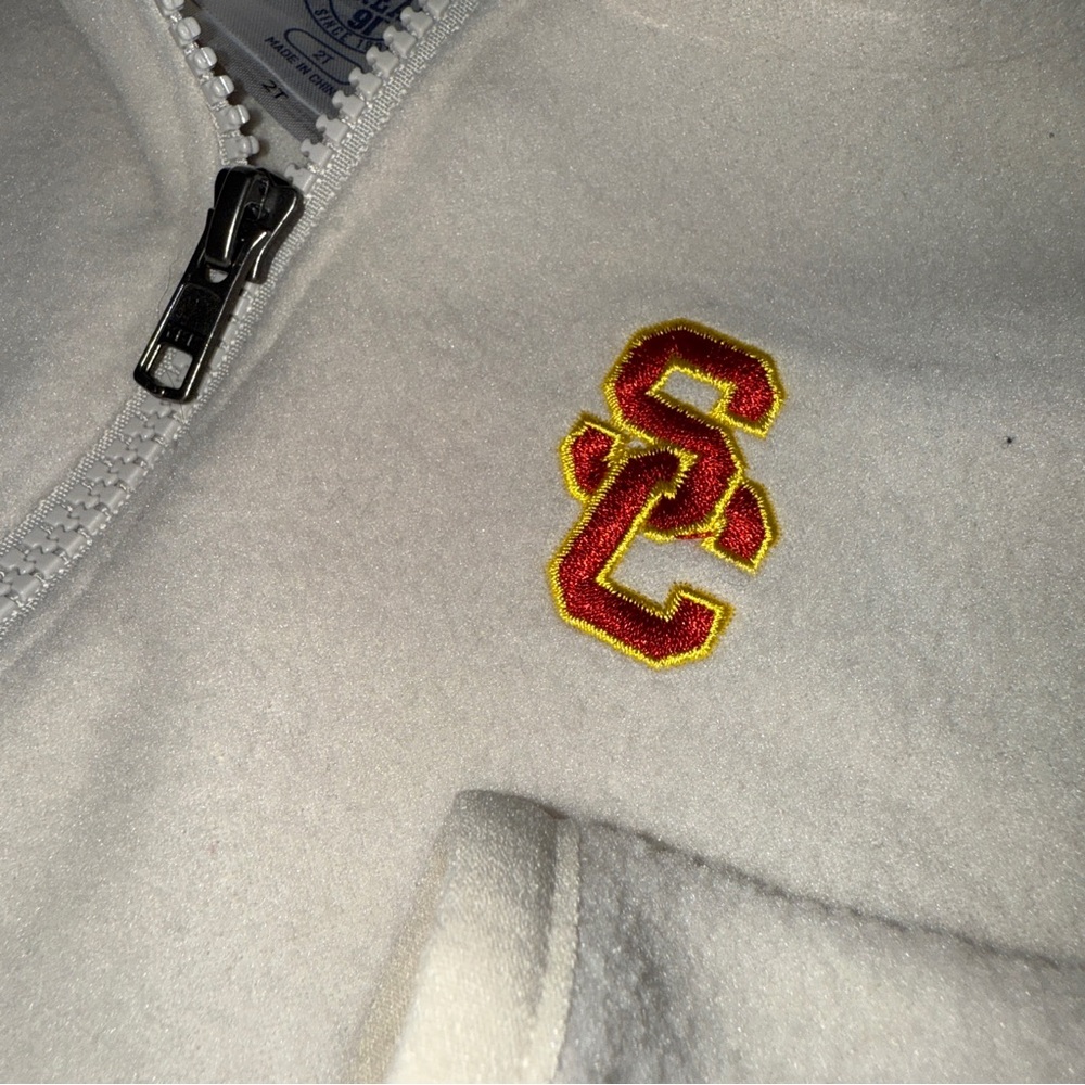 USC Trojans Zipper Hoodie by Rivalry Threads, Cream Fleece Jacket, Size 2T, NEW